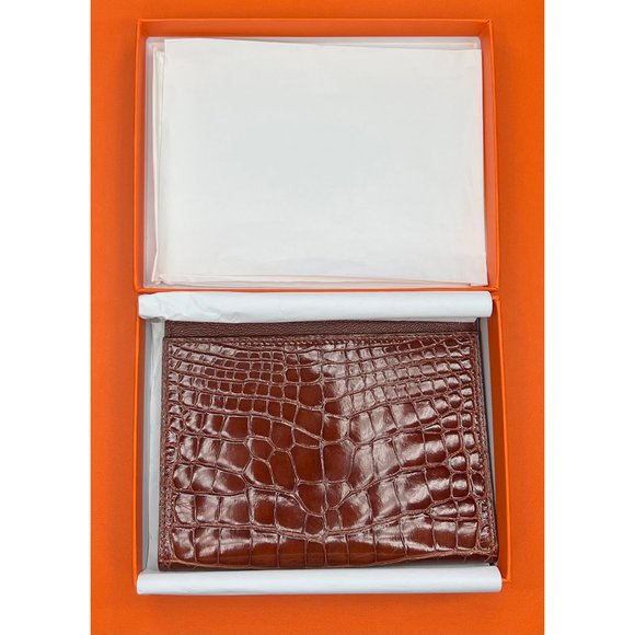 Hermes NIB GM Agenda Cover Cognac Alligator Mississippiensis Lisse - Picture 9 of 10